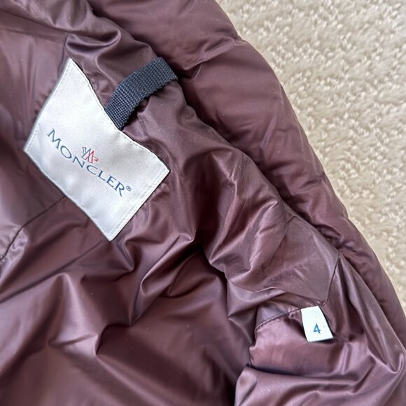 Moncler _ Eggplant Long Thin Puffer Jacket - Picture 8 of 10
